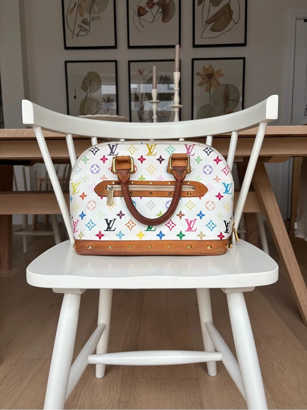 Authentic Louis Vuitton x Takashi Murakami White Multicolor Alma PM Bag 2003 - Picture 4 of 10